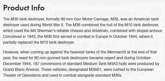 M36B1 GMC Tank Destroyer U.S Army - 1/35 Scale (Airfix A1356)