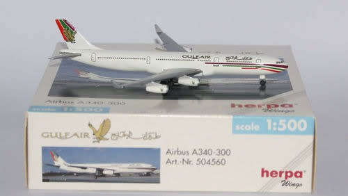 Airbus A340-300 Gulf Air - 1/500 Scale (HW504560)(TAS007563)(Herpa Wings)