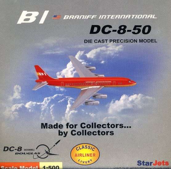 Douglas DC-8-50 Braniff (Red) - 1/500 Scale (SJBNF086)(StarJets)