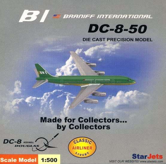 Douglas DC-8-50 Braniff (Green) - 1/500 Scale (SJBNF084)(StarJets)