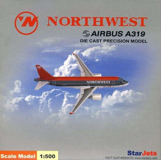 Airbus A319 Northwest Airlines - 1/500 Scale (SJNWA129)(StarJets)