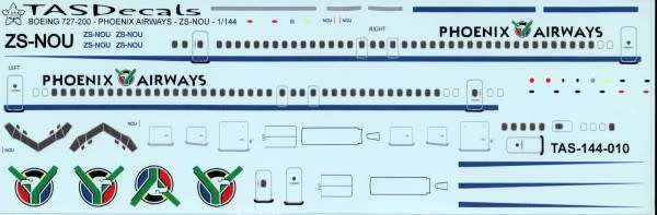 Phoenix Airways Boeing 727-200 Model Set - 1/200 Scale (TAS-144-010)(TAS Decals)