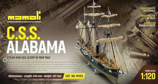 CSS Alabama Scale-1:120  (Pre owned, unbuilt, complete) (MV 53)(Mamoli)