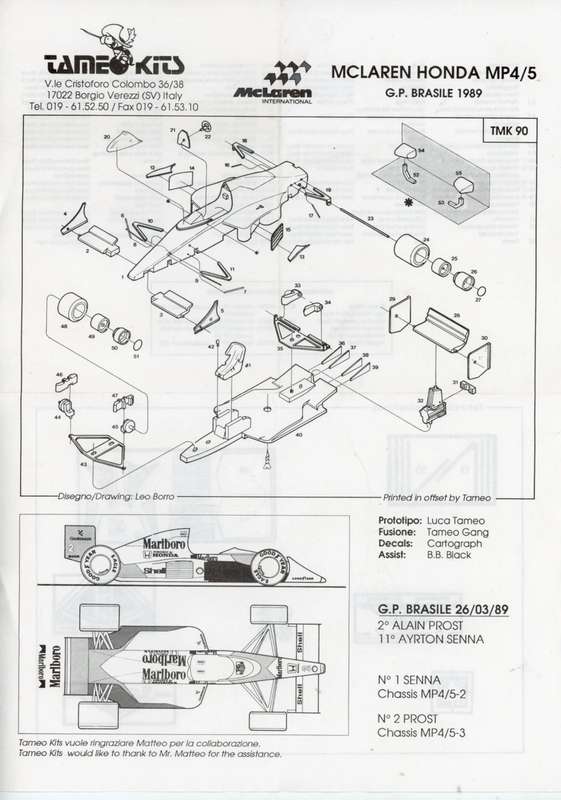 McLaren Honda MP 4/5 Brazil GP 1989 - 1/43 Scale (TMK90)(TH2269)(Tameo)