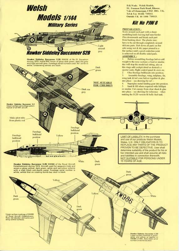 Hawker Siddeley Buccaneer S2B - 1/144 Scale (PJW-8)(TH2277)(Welsh Models)