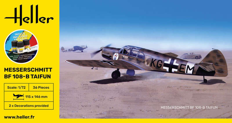 Messerschmitt BF 108 B Taifun Starter Kit- 1/72 Scale (HEL56231)(Heller)