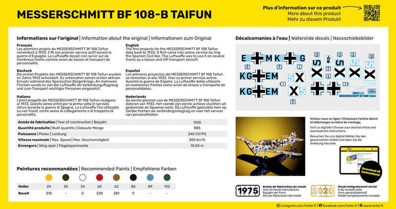 Messerschmitt BF 108 B Taifun Starter Kit- 1/72 Scale (HEL56231)(Heller)