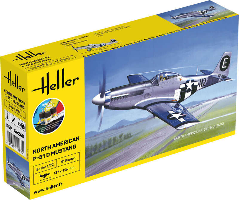 P-51 Mustang Starter Kit- 1/72 Scale (HEL56268)(Heller)
