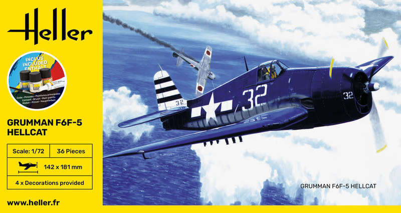 Grumman F6F Hellcat Starter Kit- 1/72 Scale (HEL56272)(Heller)
