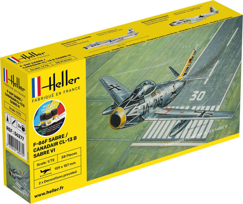 F-86F Sabre & Sabre VI Starter Kit- 1/72 Scale (HEL56277)(Heller)