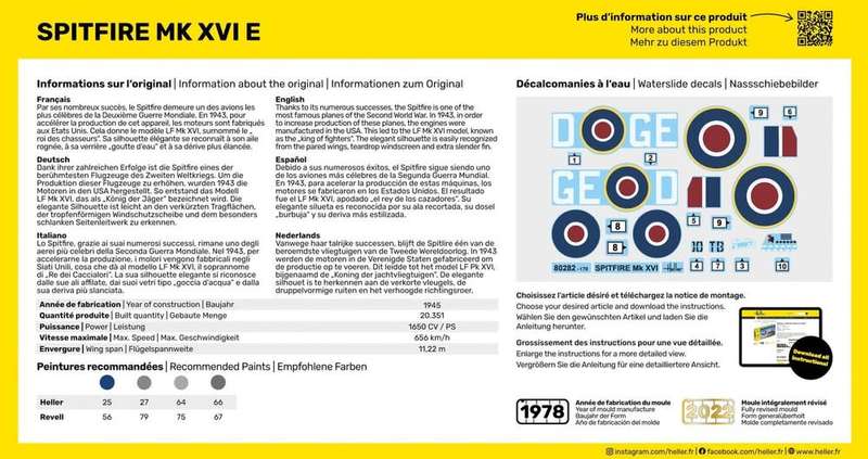 Supermarine Spitfire Mk. XVIE Starter Kit- 1/72 Scale (HEL56282)(Heller)