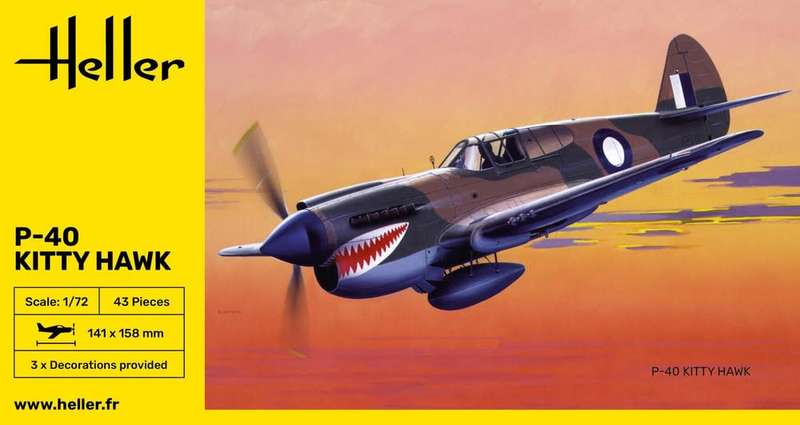 Curtiss P-40 Kitty Hawk - 1/172 Scale (HEL80266)(Heller)