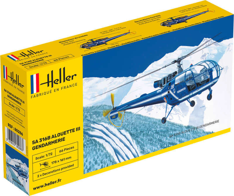 Aerospatiale SA 316 Alouette III - 1/172 Scale (HEL80286)(Heller)