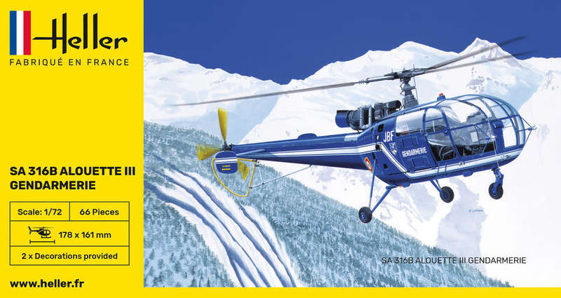 Aerospatiale SA 316 Alouette III - 1/172 Scale (HEL80286)(Heller)