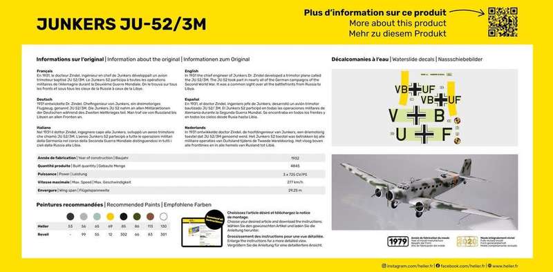 Junkers JU-52/3M - 1/72 Scale (HEL80380)(Heller)