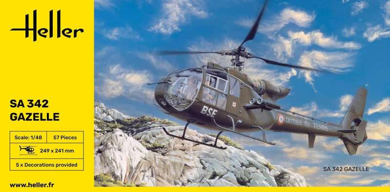 Aerospatiale SA 342Gazelle- 1/48 Scale (HEL80486)(Heller)