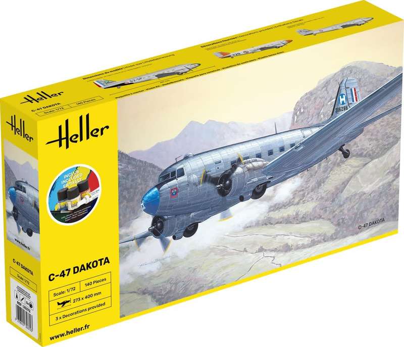 C-47 Dakota Starter Kit- 1/72 Scale (HEL35372)(Heller)