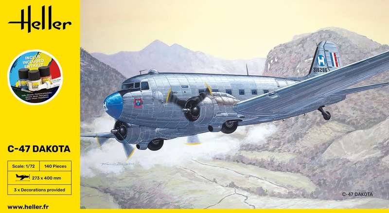 C-47 Dakota Starter Kit- 1/72 Scale (HEL35372)(Heller)