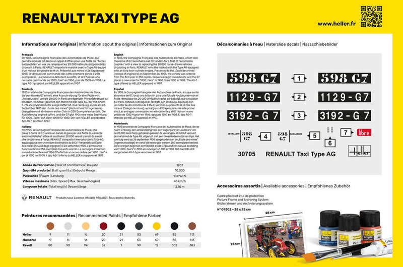 Renault Taxi Type AG Starter Kit- 1/24 Scale (HEL35705)(Heller)