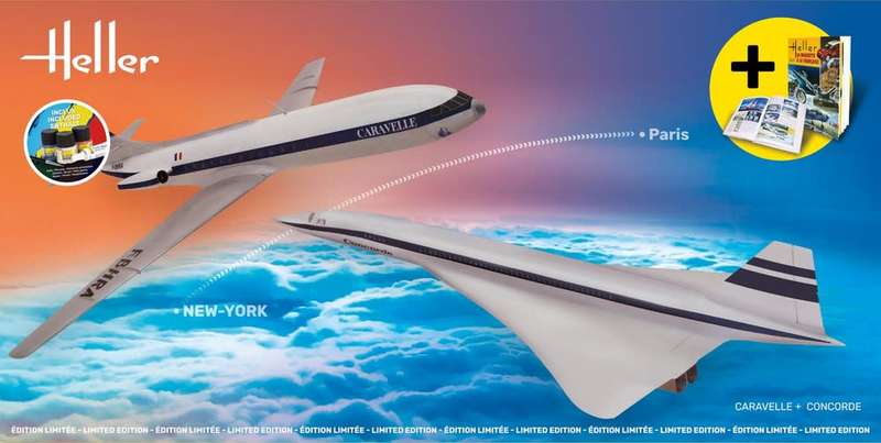 Caravelle & Concord Twinset Starter Kit- 1/100 Scale (HEL52333)(Heller)
