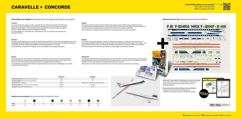 Caravelle & Concord Twinset Starter Kit- 1/100 Scale (HEL52333)(Heller)