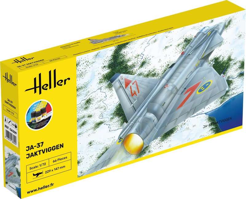 Saab JA-37 Jakviggen Starter Kit- 1/72 Scale (HEL56309)(Heller)