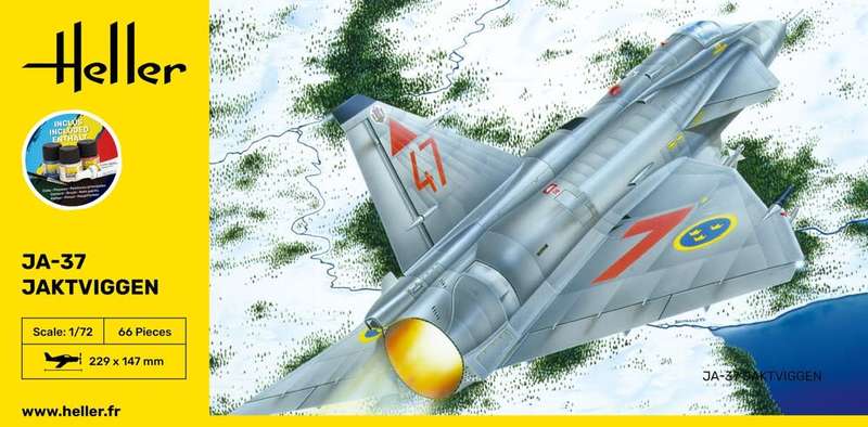 Saab JA-37 Jakviggen Starter Kit- 1/72 Scale (HEL56309)(Heller)