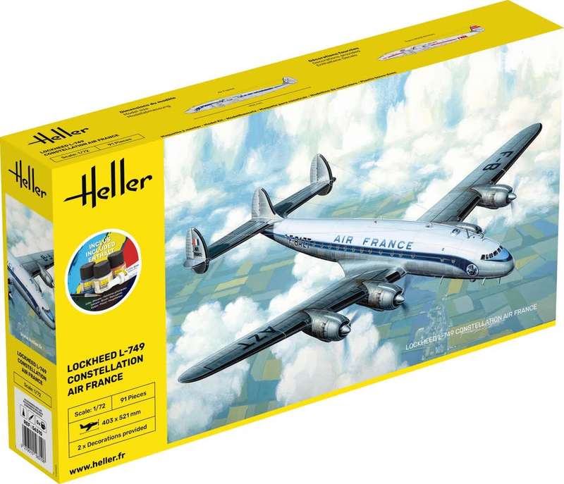 Lockheed L-749 Constellation Starter Kit- 1/72 Scale (HEL56310)(Heller)