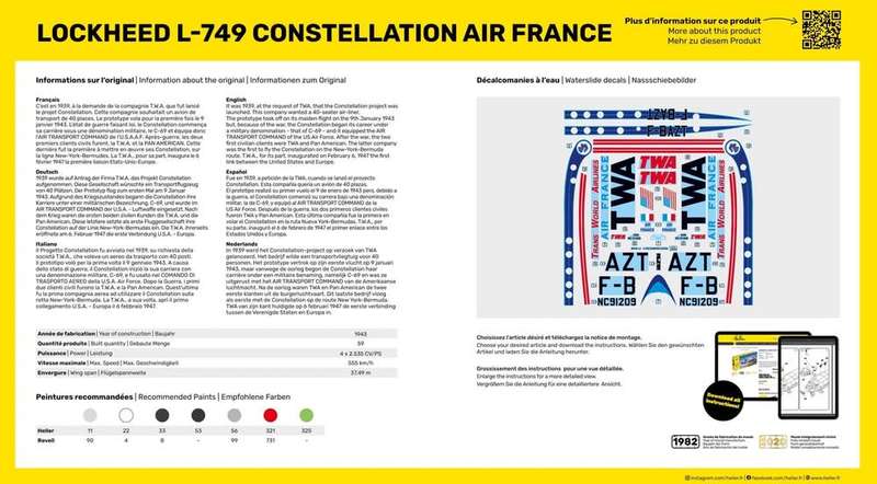 Lockheed L-749 Constellation Starter Kit- 1/72 Scale (HEL56310)(Heller)
