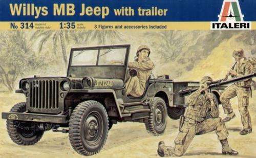 Willys MB Jeep with Trailer 1/35 Scale - Plastic Model Kit (IT314)