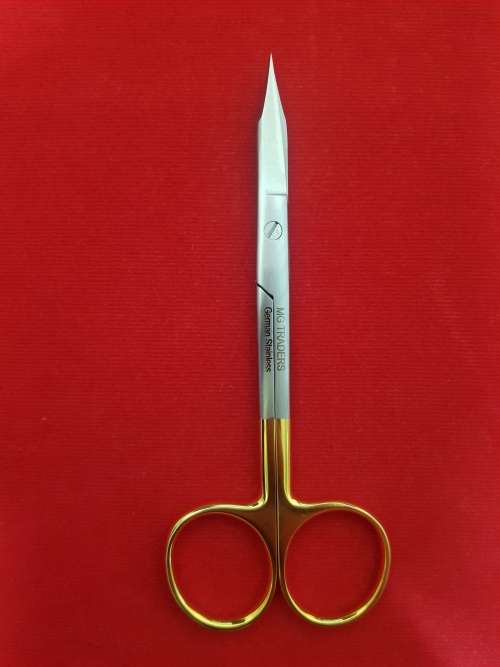 (TC) Goldman Fox Scissor Gold 13cm Straight German Stainless Steel