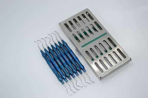 Gracey Curette 7pcs of Set Blue Titanium Coated Thick Handle German Stainless Steel