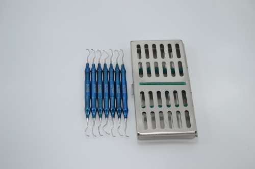 Gracey Curette 7pcs of Set Blue Titanium Coated Thick Handle German Stainless Steel