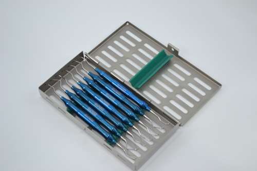 Gracey Curette 7pcs of Set Blue Titanium Coated Thick Handle German Stainless Steel