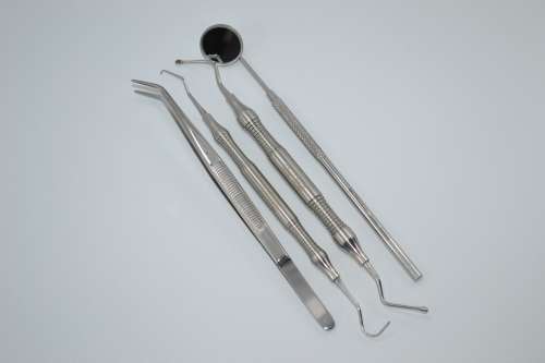 Examination Set Of 4Pcs (Mirror Handle-Spoon Excavator-Explorer-Cotton Plier) Stainless Steel