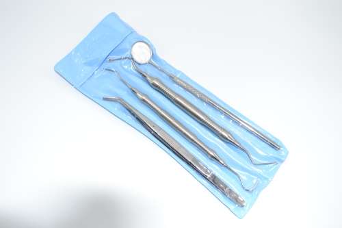 Examination Set Of 4Pcs (Mirror Handle-Spoon Excavator-Explorer-Cotton Plier) Stainless Steel