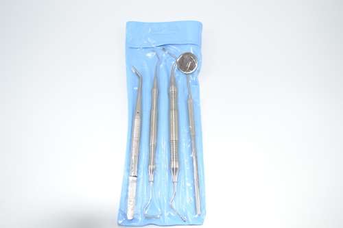 Examination Set Of 4Pcs (Mirror Handle-Spoon Excavator-Explorer-Cotton Plier) Stainless Steel
