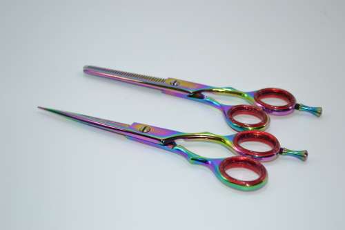Professional Barber Razor Tinning & Scissors Titanium Coated Multi (6.5`) German Stainless Steel