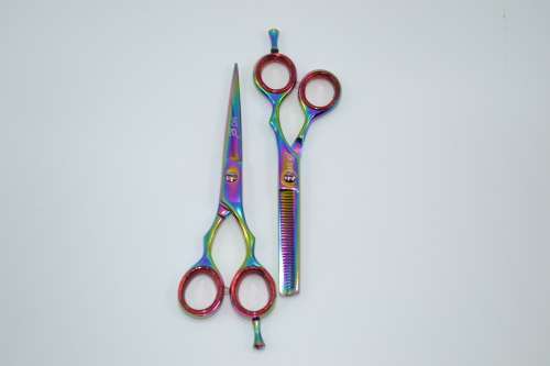 Professional Barber Razor Tinning & Scissors Titanium Coated Multi (6.5`) German Stainless Steel
