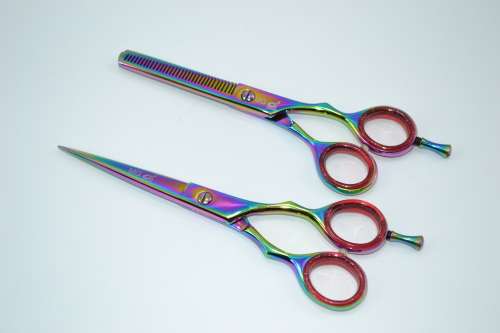 Professional Barber Razor Tinning & Scissors Titanium Coated Multi (6.5`) German Stainless Steel