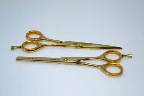 Professional Barber Razor Thinig & Scissors Titanium Coated Gold 6.5` German Stainless Steel