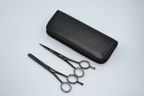 Professional Barber Razor Tinning & Scissors Titanium Coated Black (6.5`) German Stainless Steel