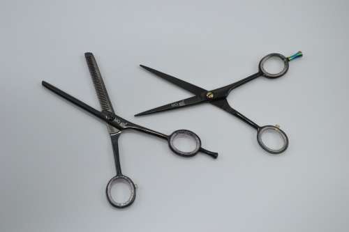 Professional Barber Razor Tinning & Scissors Titanium Coated Black (6.5`) German Stainless Steel