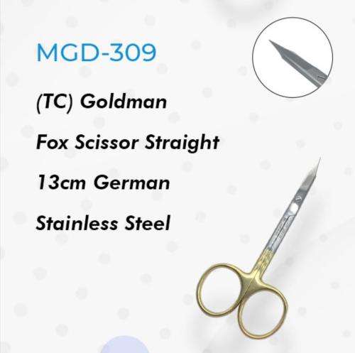 (TC) Goldman Fox Scissor Gold 13cm Straight German Stainless Steel