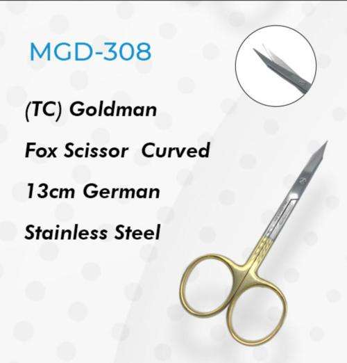 (TC) Goldman Fox Scissor Gold 13cm Curved German Stainless Steel