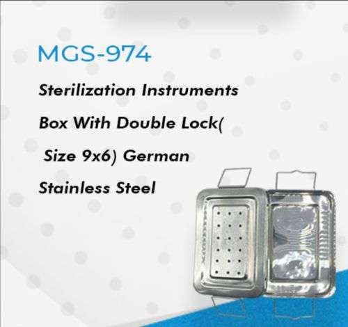 Sterilization Instruments Box With Double Lock( Size 9x6) German Stainless Steel