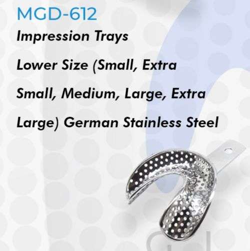 Impression Trays Lower Size(Small, Extra Small, Medium, Large, Extra Large) Stainless Steel