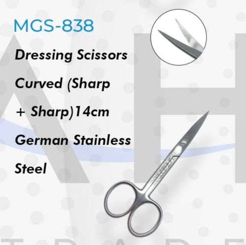 Dressing Scissors Curved (Sharp + Sharp)14cm German Stainless Steel