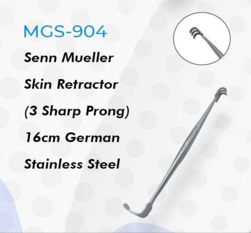 Senn Mueller Skin Retractor (Sharp Prong) 16cm German Stainless Steel