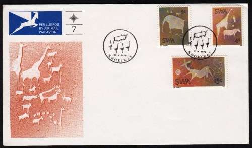 SWA OFFICIAL FDC 7 1974: TWYFELFONTEIN ROCK ENGRAVINGS